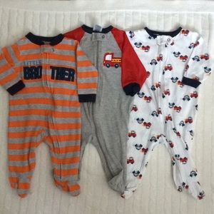 Lot of 3 Baby Boy Footie Pajamas